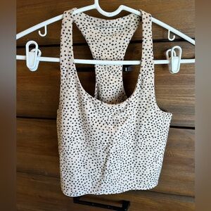 Abercrombie & Fitch Cream and Black Polka Dot Tank Top